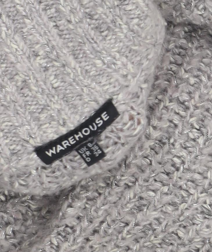 Warehouse Women's Grey Wool Blend Pullover Jumper Size 8