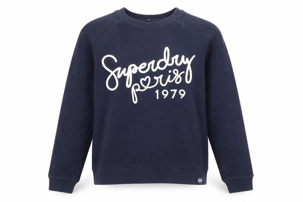 Womens UK S Regular Superdry Blue Pullover Sweatshirt