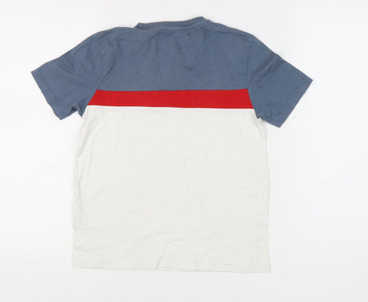 FILA Boys Colourblock T-Shirt Blue Red White 10-12 Years