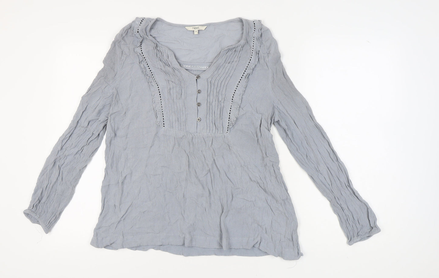 Next Women's Grey V-Neck Blouse Long Sleeve Size 16