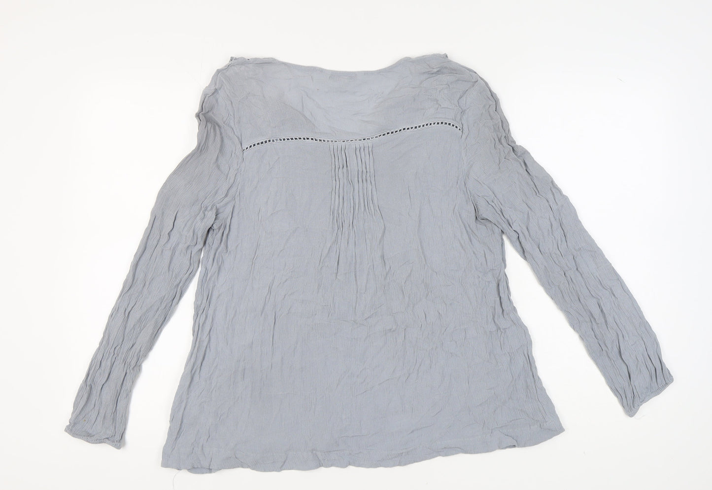 Next Women's Grey V-Neck Blouse Long Sleeve Size 16