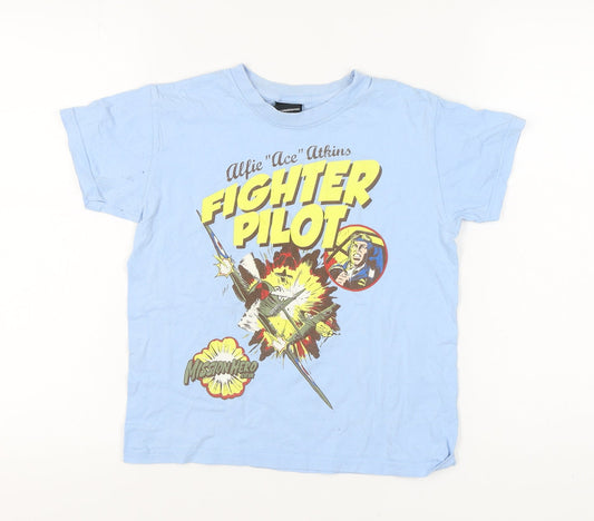 Mission Hero Boys Blue Fighter Pilot Graphic T-Shirt 9-10 Years