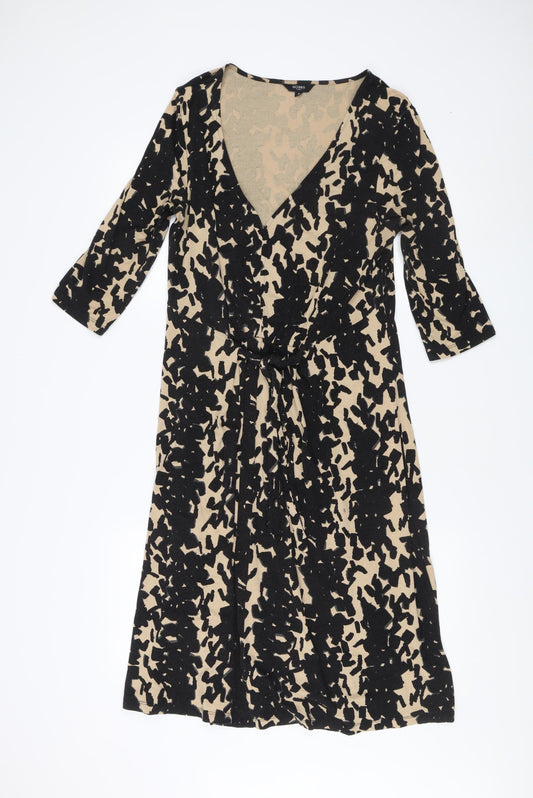 Hobbs Women's Multicoloured V-Neck Dress Size 14