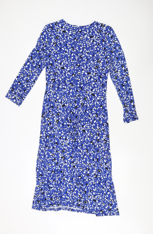 Hobbs Women's Blue Geometric Midi Dress UK 10
