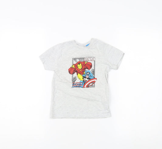 Marvel Boys Grey T-Shirt, Size 4-5 Years, Superhero Graphic