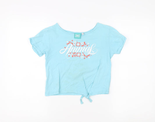 Animal Girls Blue Cropped T-Shirt 9-10 Years, Graphic Logo Top