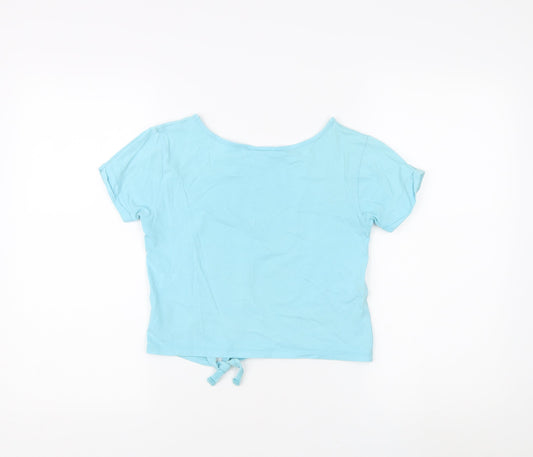 Animal Girls Blue Cropped T-Shirt 9-10 Years, Graphic Logo Top