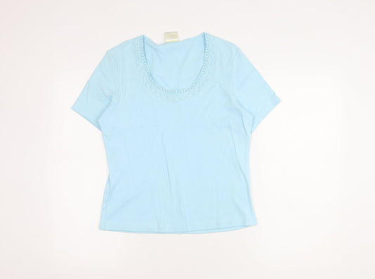 Eastex Women's Blue Cotton T-Shirt - Size 10, Embroidered