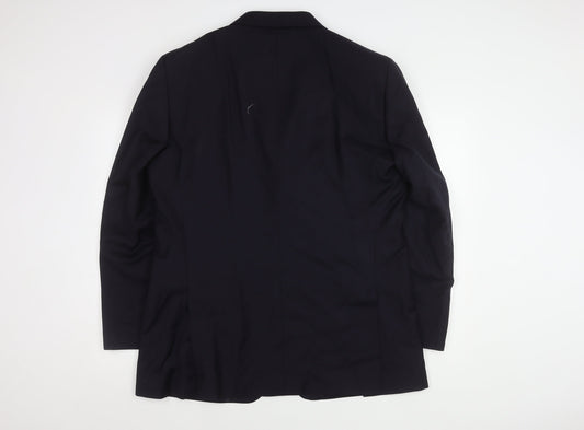 T.M.Lewin Men's Blue Blazer 44R Wool Notch Lapel