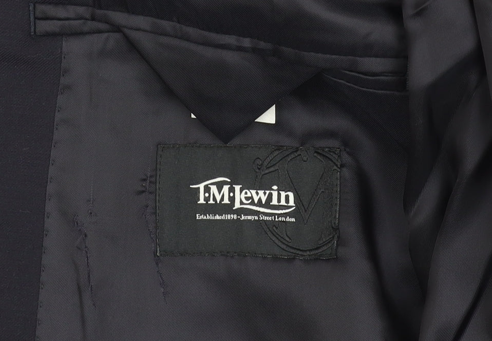 T.M.Lewin Men's Blue Blazer 44R Wool Notch Lapel