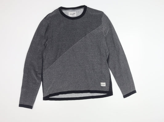 Jack & Jones Men's Black 2XL Striped Pullover