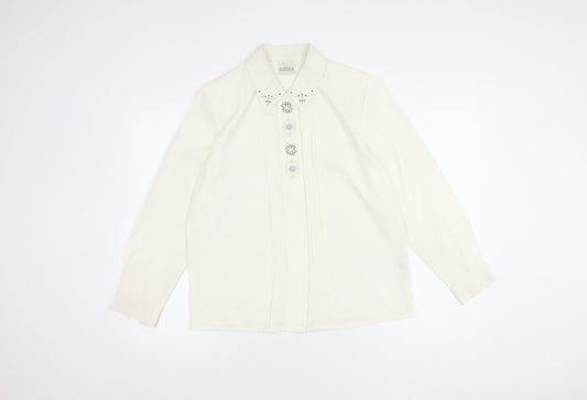 Eastex Women's White Button-Up Shirt, Size 10, Long Sleeve