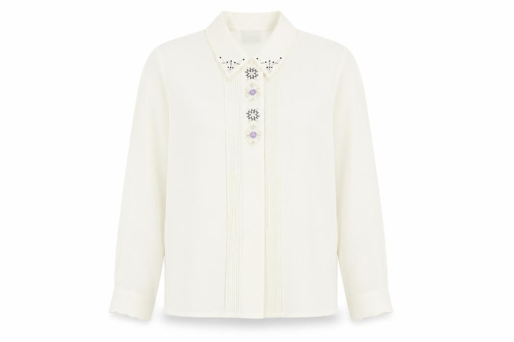 Womens UK Size 10 Eastex White Polyester Button-Up