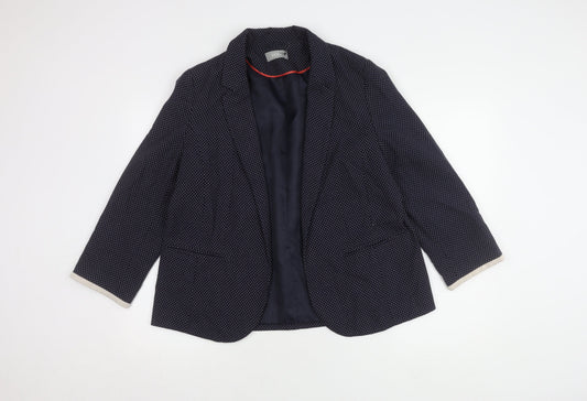 Wallis Women's Blue Spotted Blazer - Size 16