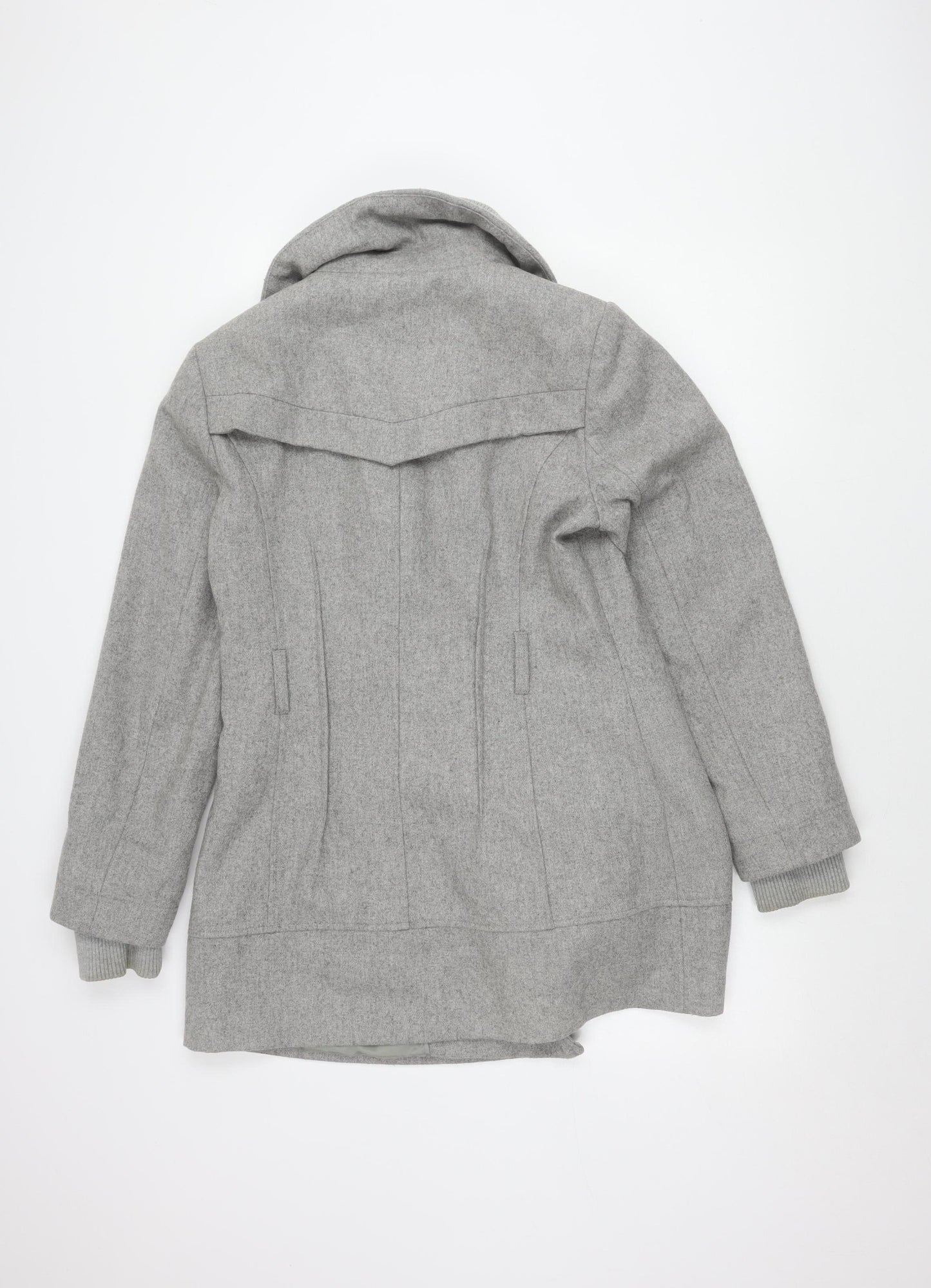 Jasper Conran Women's Grey Wool Blend Pea Coat Size 14