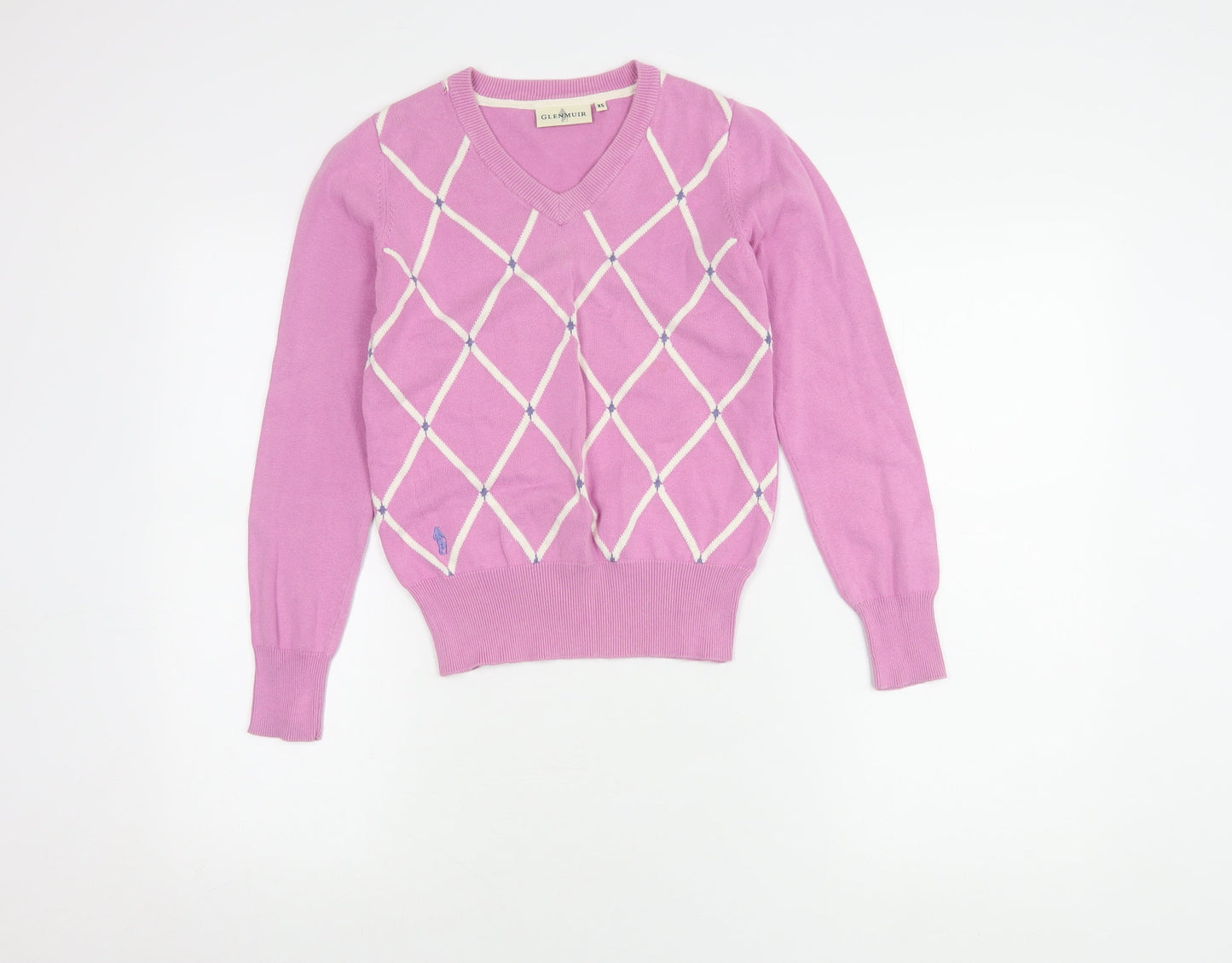 Glenmuir Women's Pink XS Argyle Pullover Jumper
