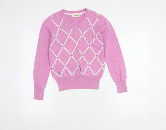 Glenmuir Women's Pink XS Argyle Pullover Jumper