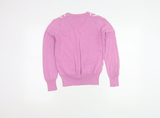 Glenmuir Women's Pink XS Argyle Pullover Jumper
