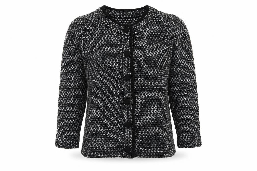 Front view of Roman Originals Women's Black Cardigan Knit Long Sleeve