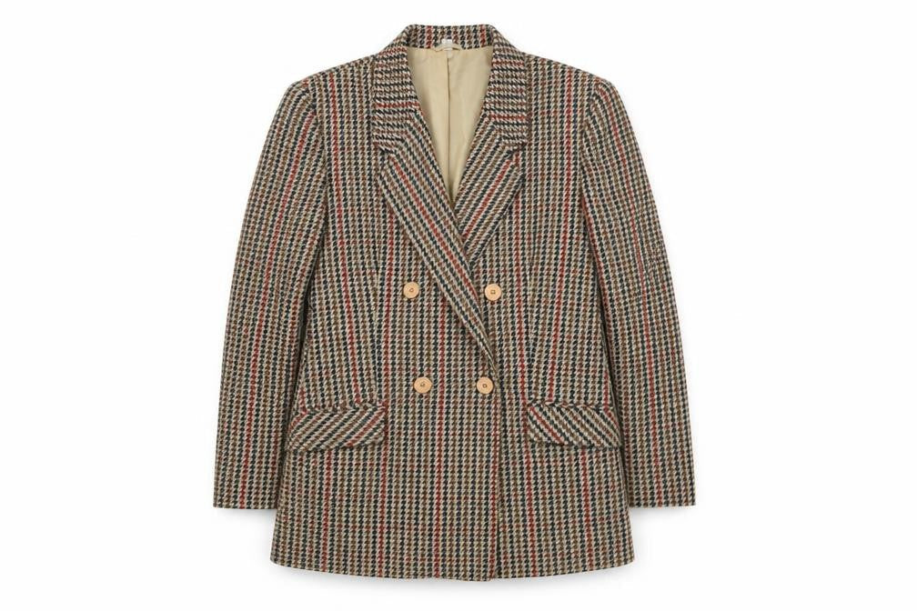 Front view of C&A Women's Multicoloured Houndstooth Blazer, size 10