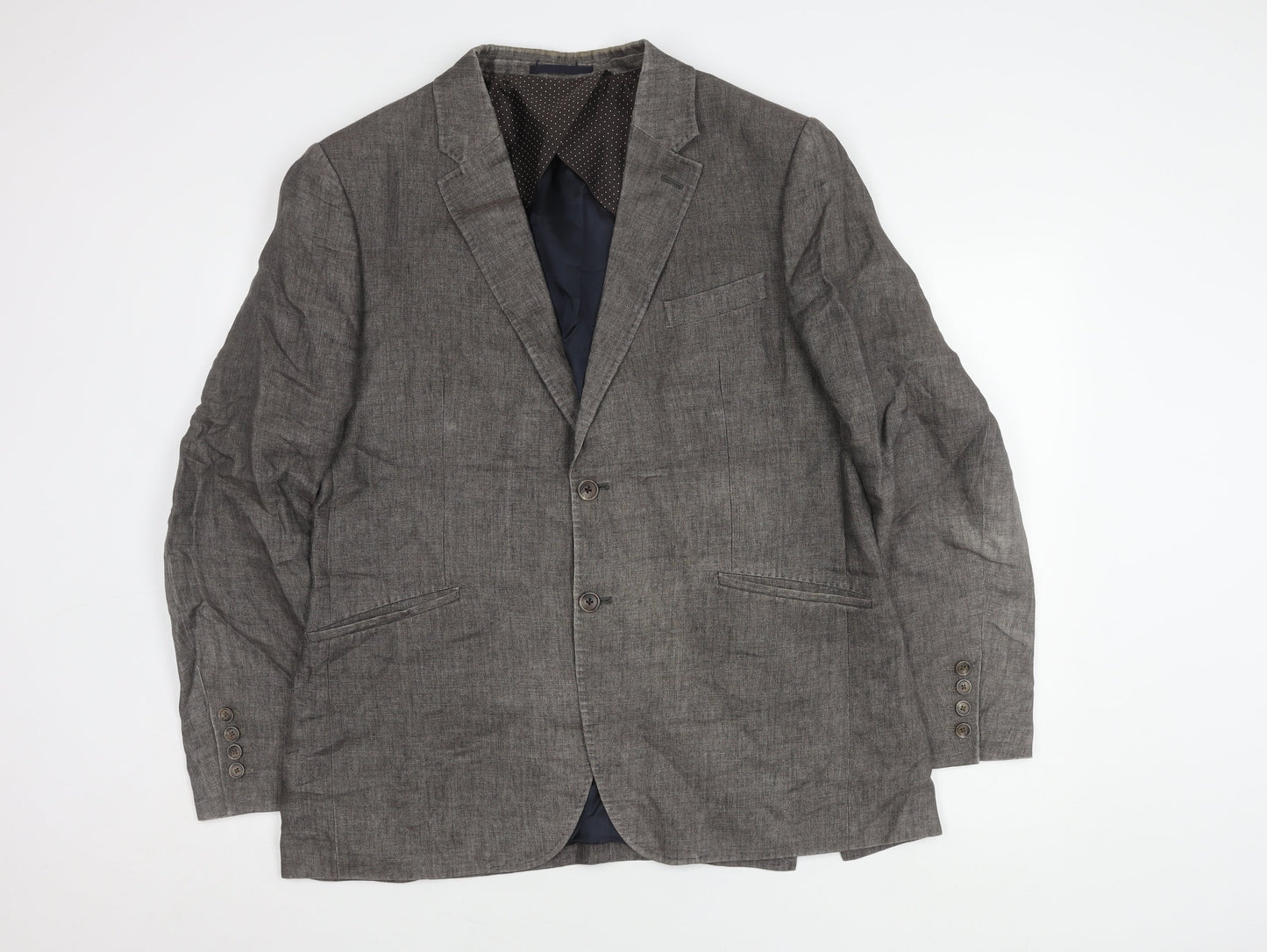 Nigel Hall Men's Grey Linen Blazer, Size 44, Regular Fit