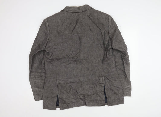Nigel Hall Men's Grey Linen Blazer, Size 44, Regular Fit