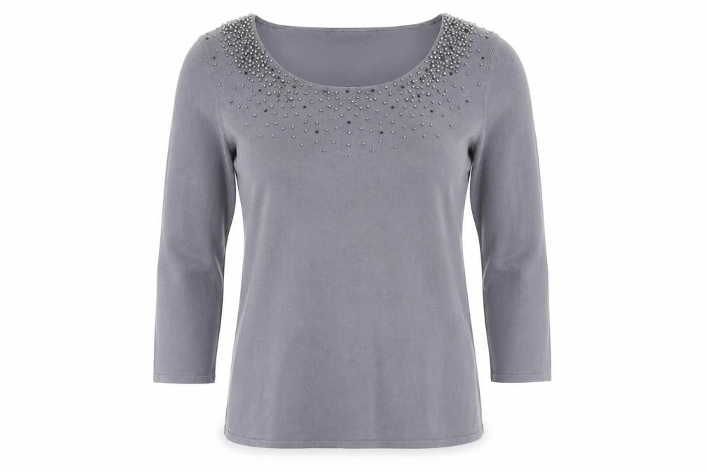 Womens UK Size S Jacques Vert Grey Viscose Blend Blouse