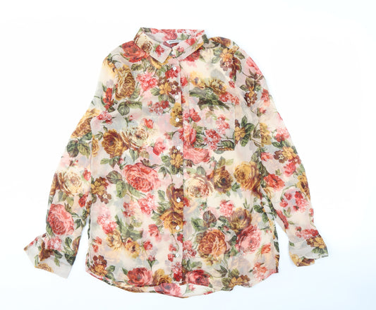 Stradivarius Women's Floral Blouse, Multicolour, Size S