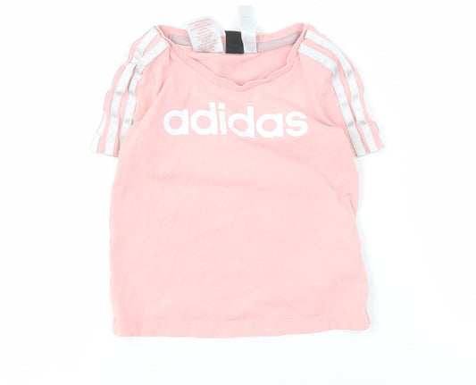 Adidas Girls Pink T-Shirt, 4-5 Years, Short Sleeve, Breathable
