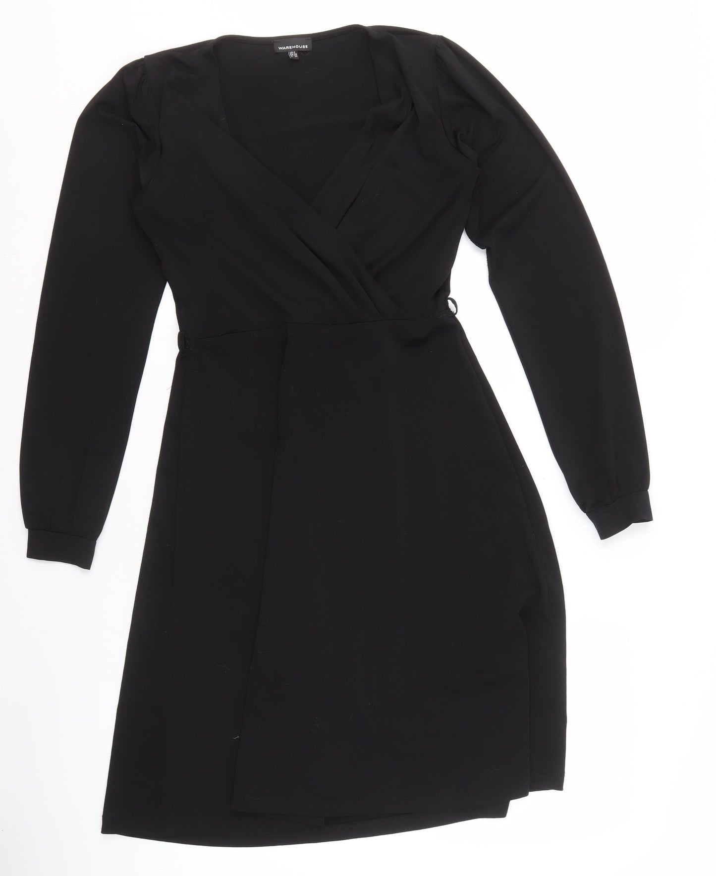 Warehouse Women's Black Knee Length V-Neck Dress