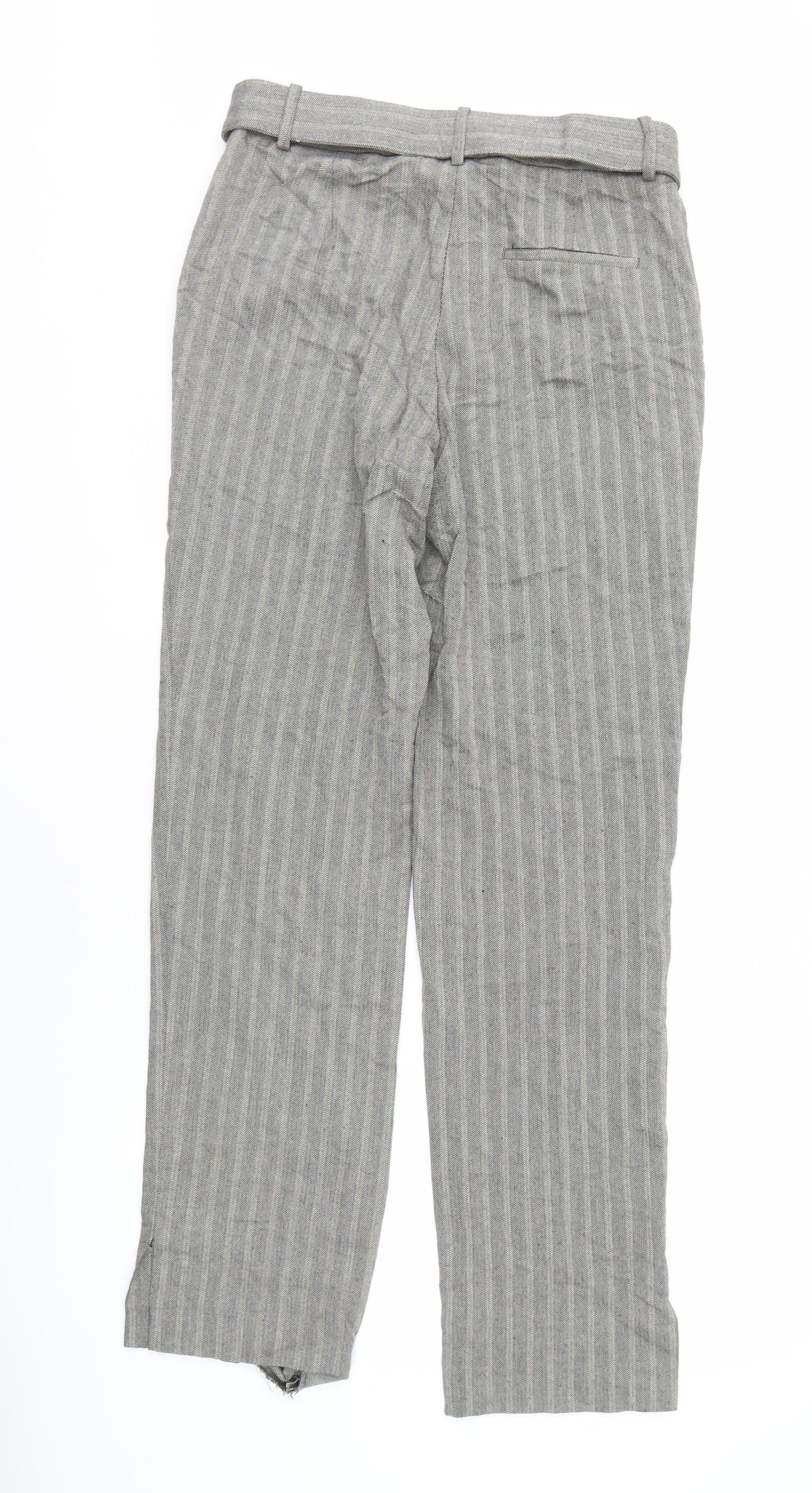 Zara Women's Grey Striped Trousers - Size S