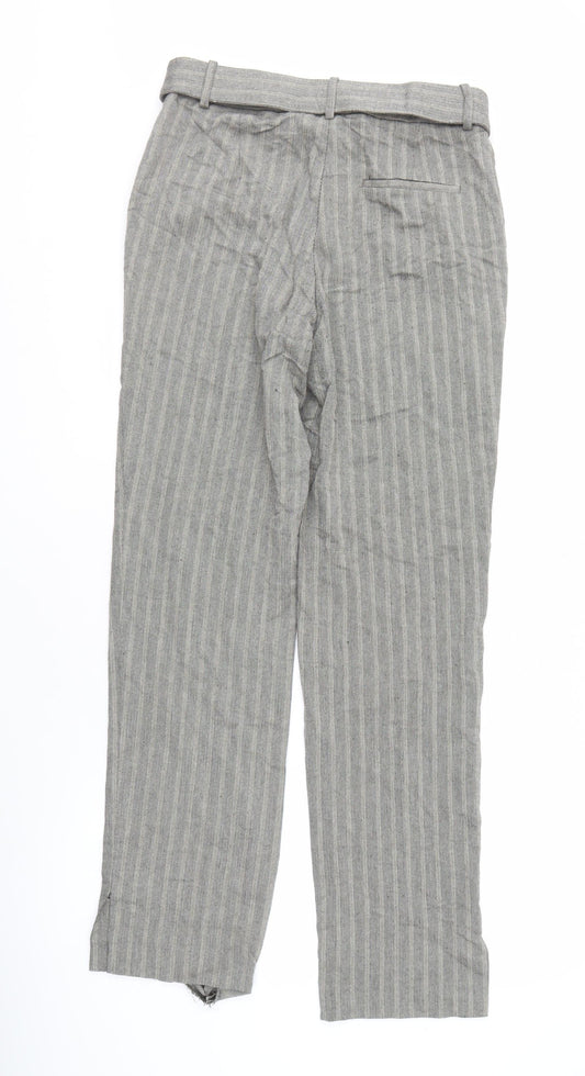 Zara Women's Grey Striped Trousers - Size S