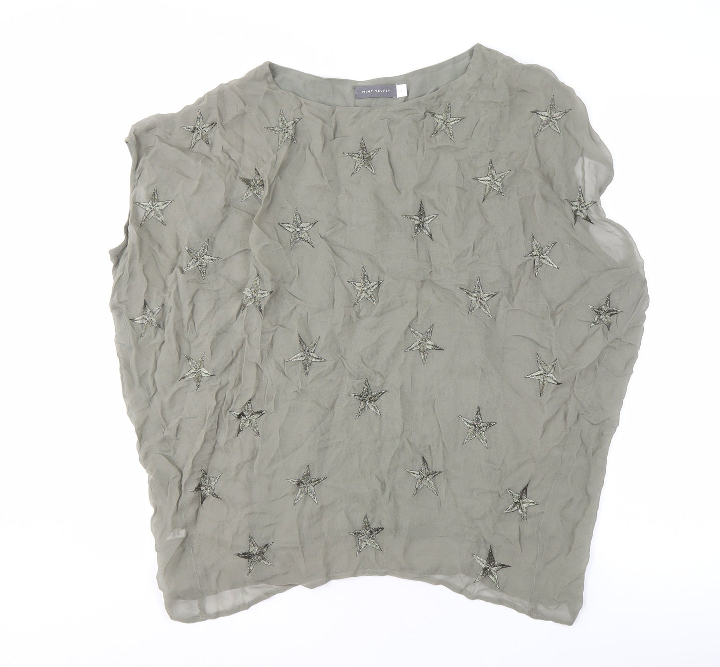 Mint Velvet Women's Green Embroidered Blouse, Size 10