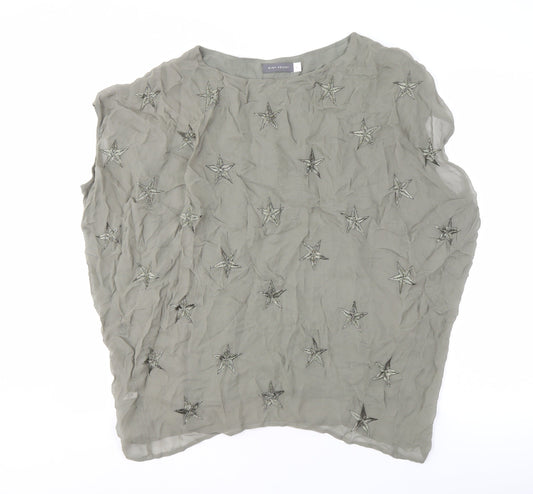 Mint Velvet Women's Green Embroidered Blouse, Size 10