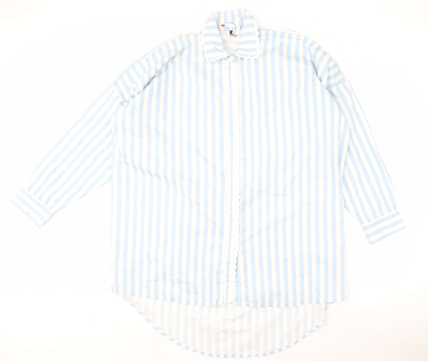 Khaadi Women's Blue Striped Button-Up Shirt M