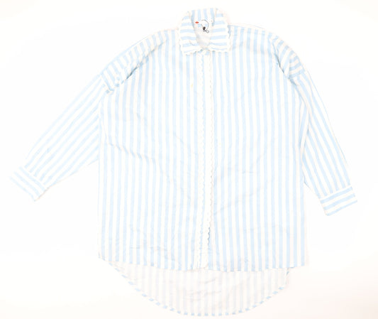 Khaadi Women's Blue Striped Button-Up Shirt M