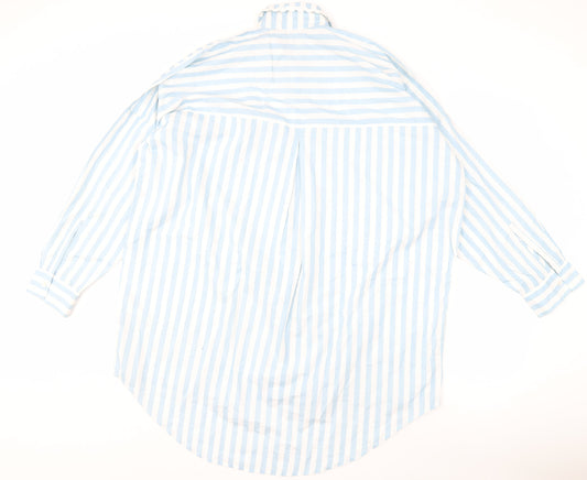 Khaadi Women's Blue Striped Button-Up Shirt M
