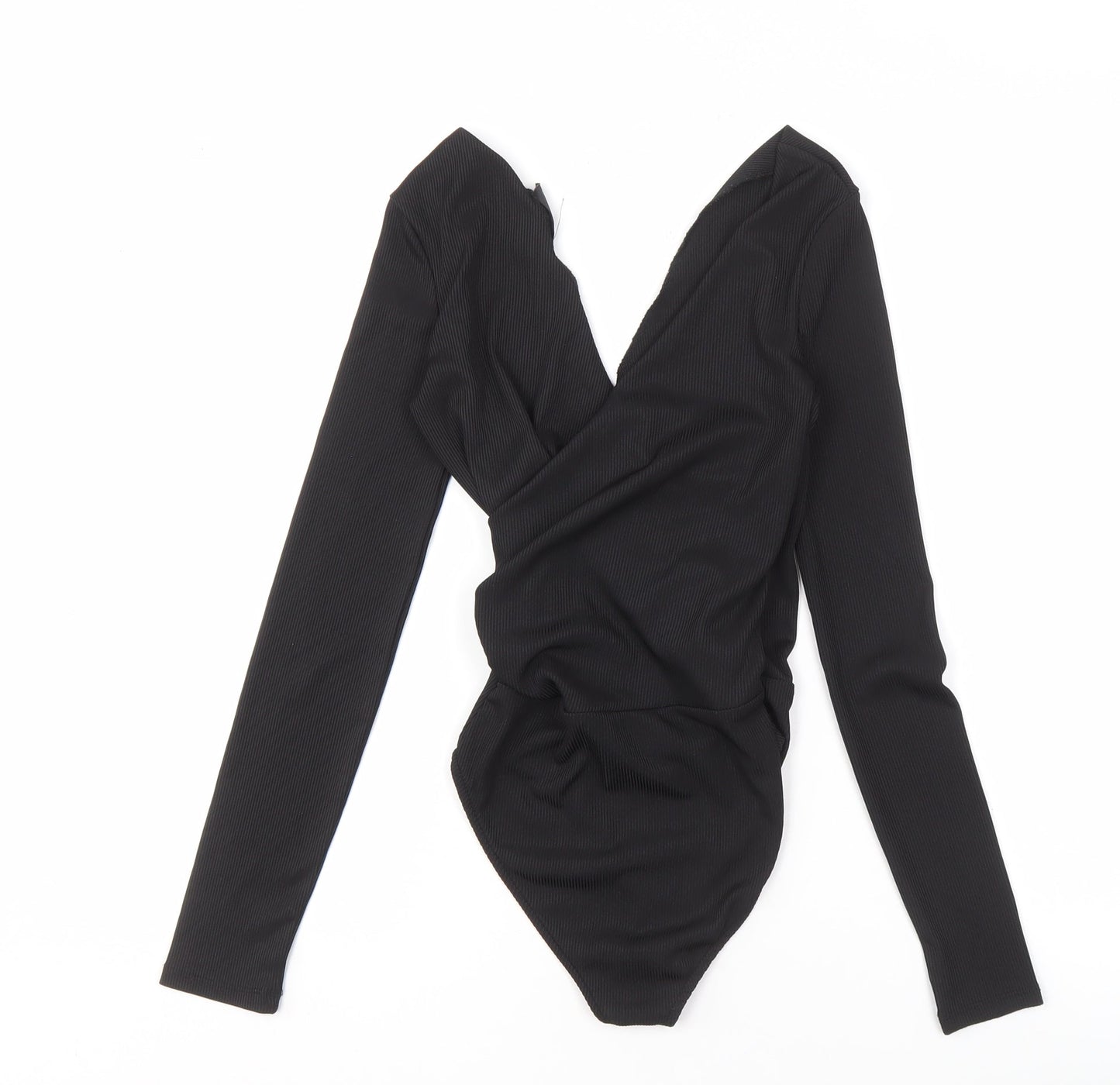 Topshop Women's Black Long Sleeve Wrap Blouse - Size 6