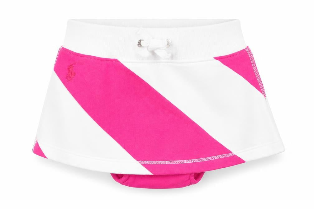 Front view of Ralph Lauren girls’ pink white skort 9-12 months athletic style