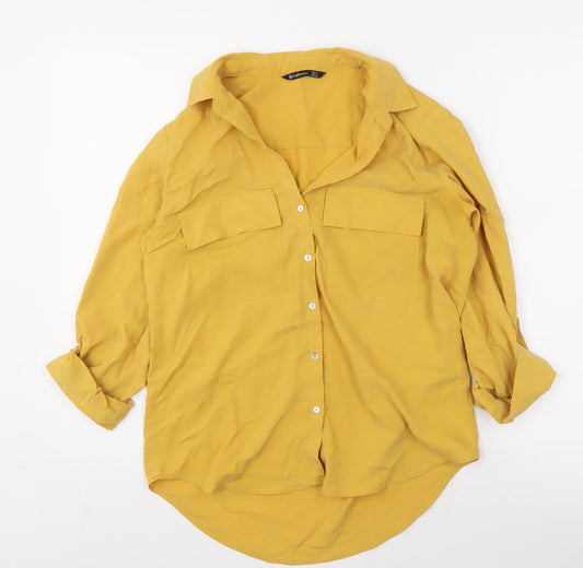 Stradivarius Women's Yellow Button-Up Shirt, Size S