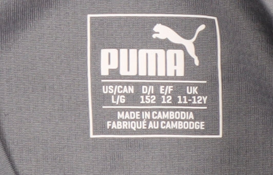 Puma Boys Grey T-Shirt, Size 11-12, Breathable Activewear