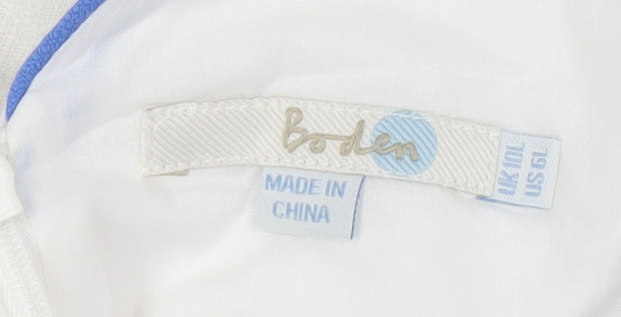Boden Women's White Embroidered Floral Dress, Size 10
