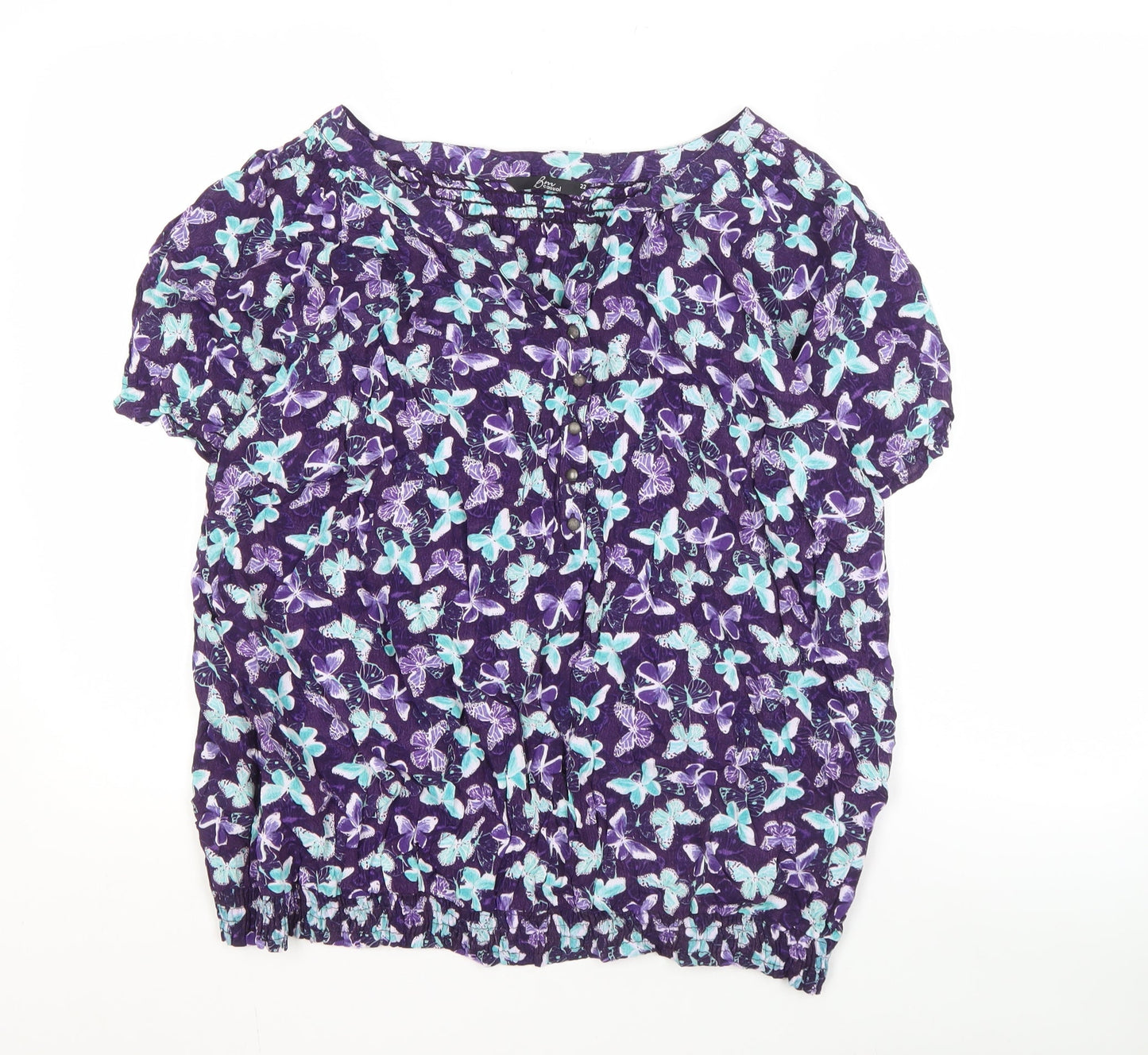BM Casual Women's Purple Plus Size Butterfly Top
