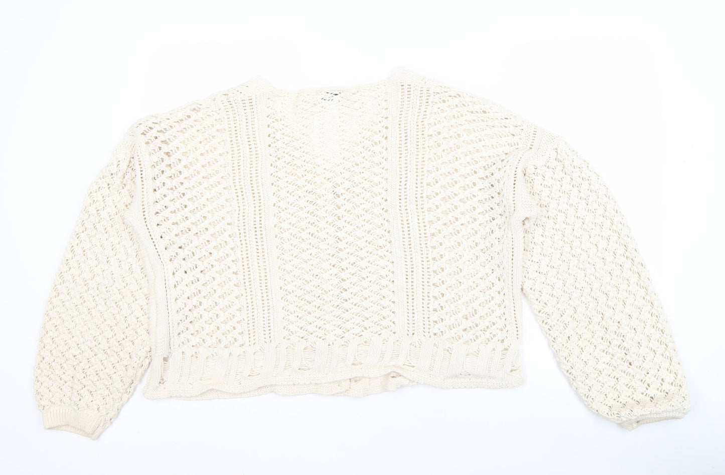 In The Style Women's Ivory V-Neck Cardigan L