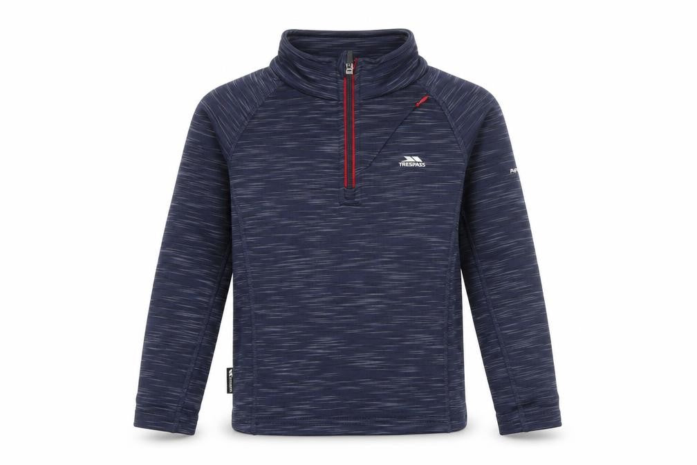 Front view of Trespass boys’ blue fleece pullover 5-6 years