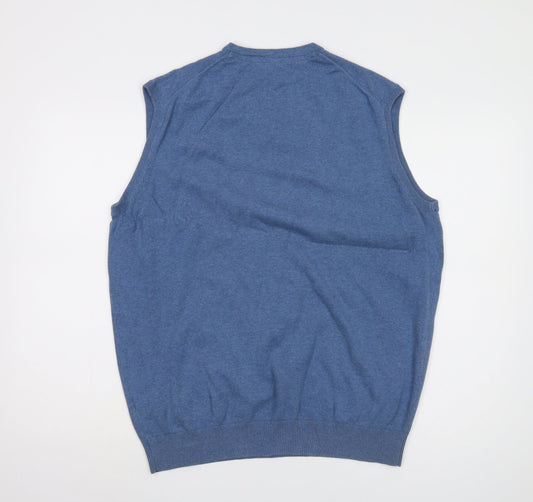 James Pringle Men's Blue Cotton V-Neck Vest L