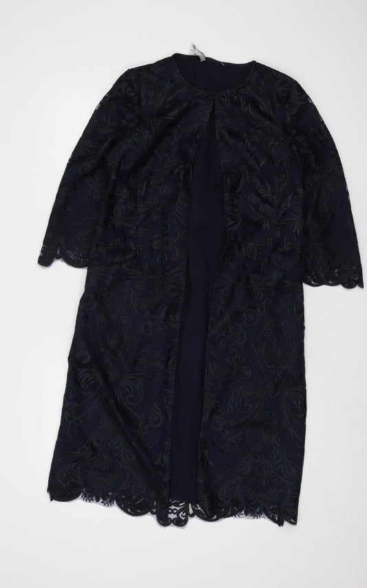 Monsoon Women's Blue Embroidered Coat Size 10