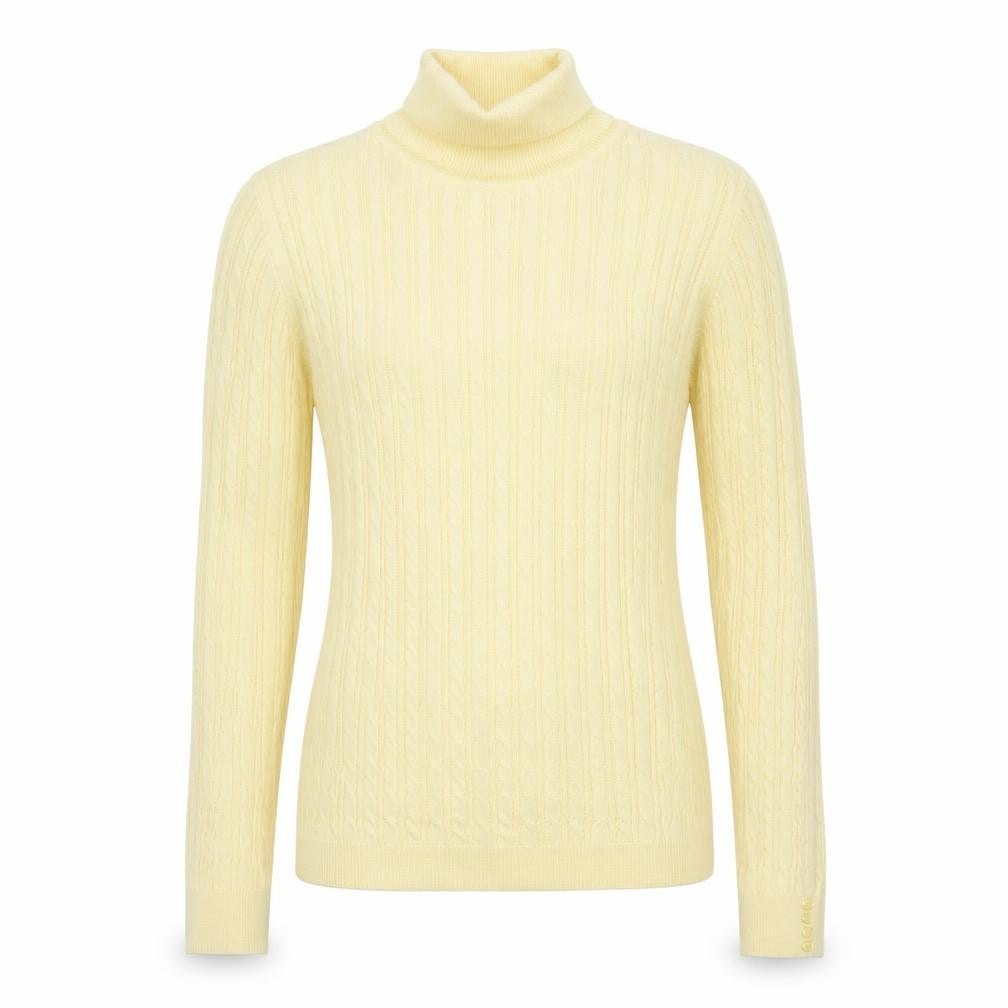 Viyella Active Women's Yellow Cable-Knit Roll Neck Jumper S