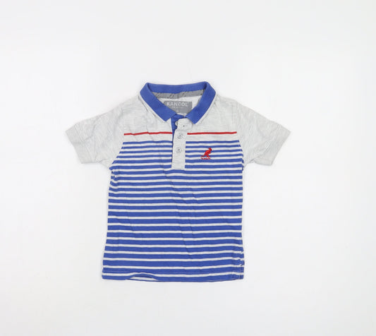 Kangol Boys Blue Striped Polo Shirt - 4-5 Years
