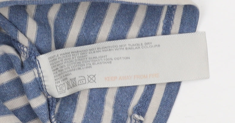 FatFace Girls Striped T-Shirt, 6-7 Years, Blue, Embroidered